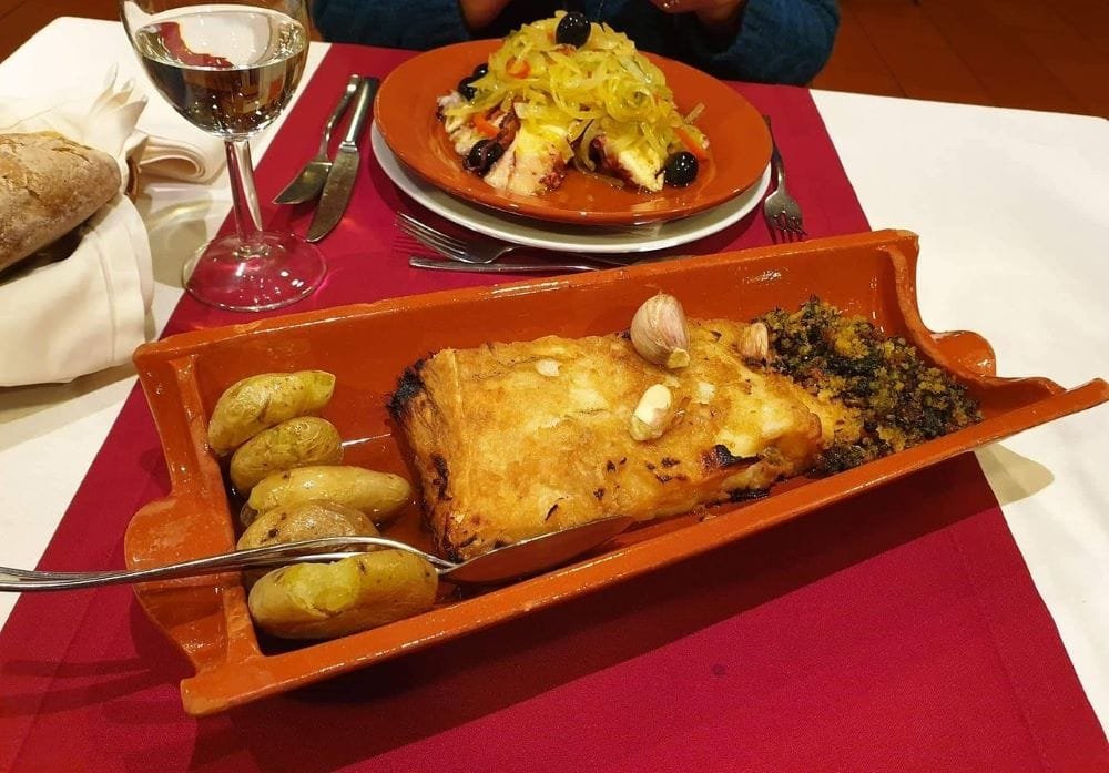 Bacalhau na telha