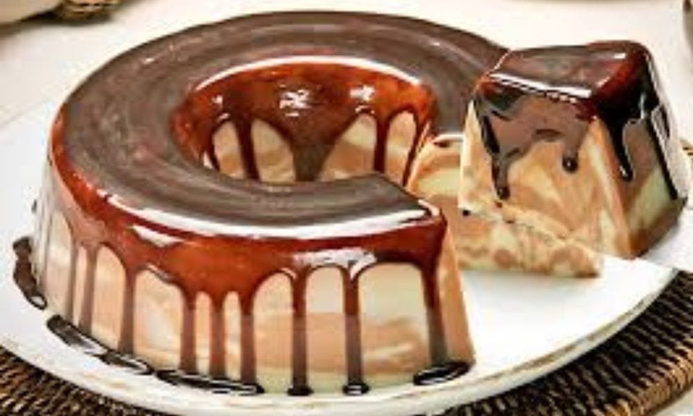 Pudim mesclado de chocolate