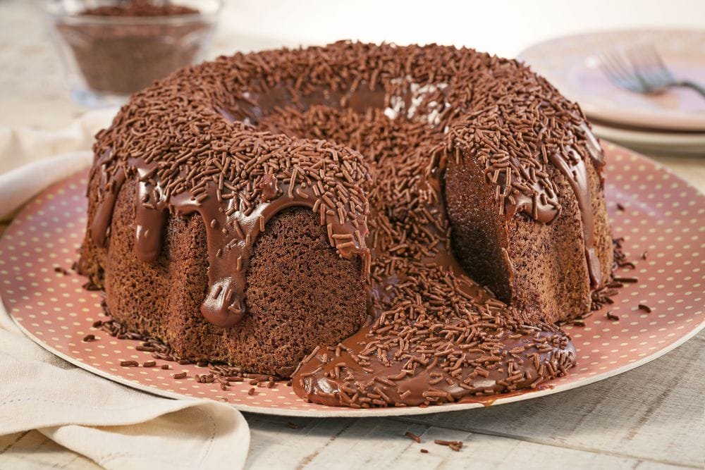 Bolo Vulcão de Brigadeiro.