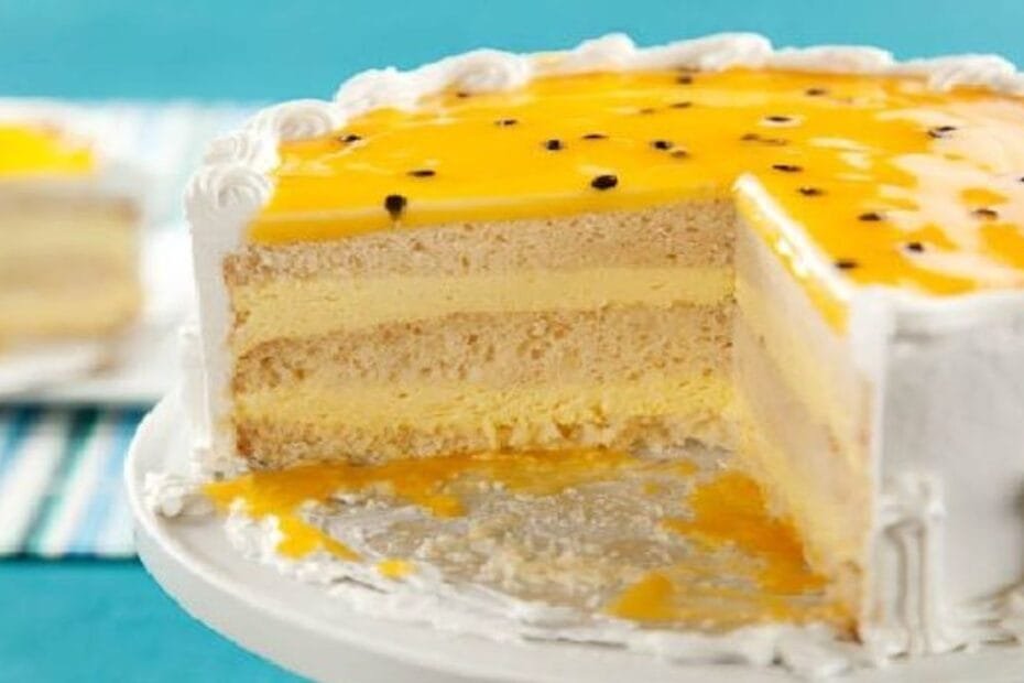Bolo Mousse de Maracujá.