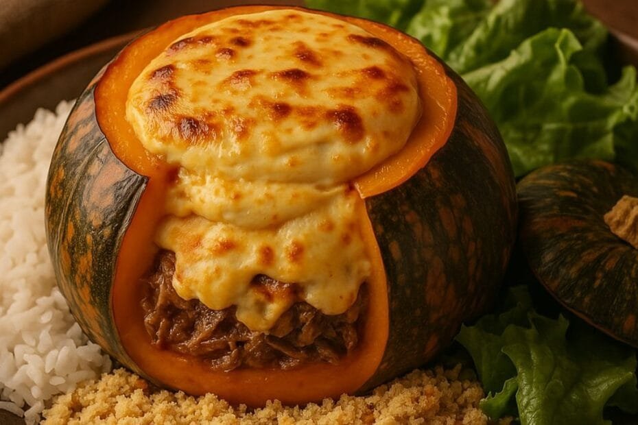 Abóbora Recheada com Carne de Panela
