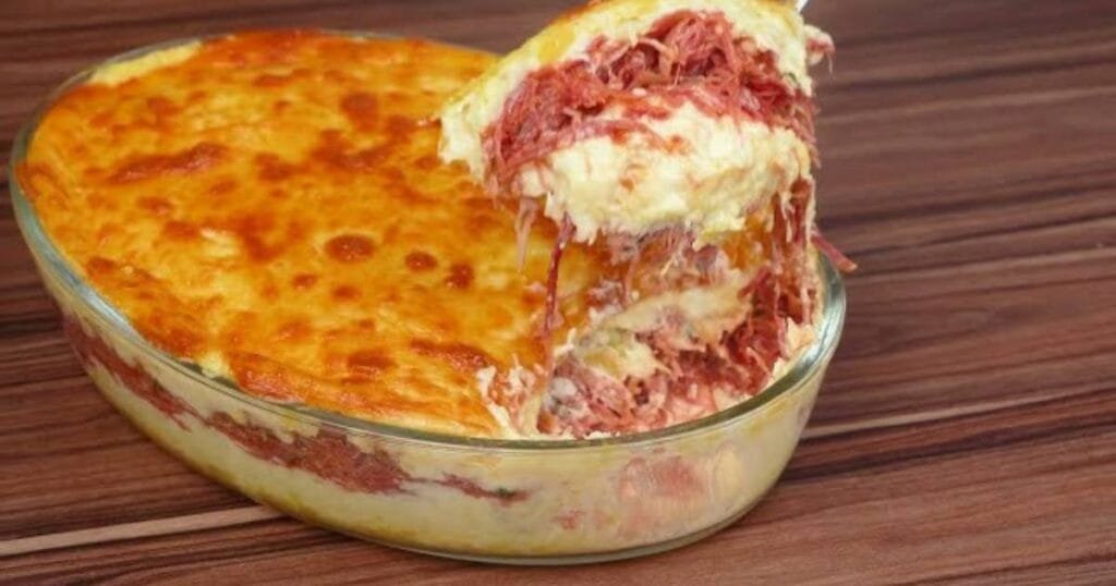 Mandioca Cremosa com Carne Seca