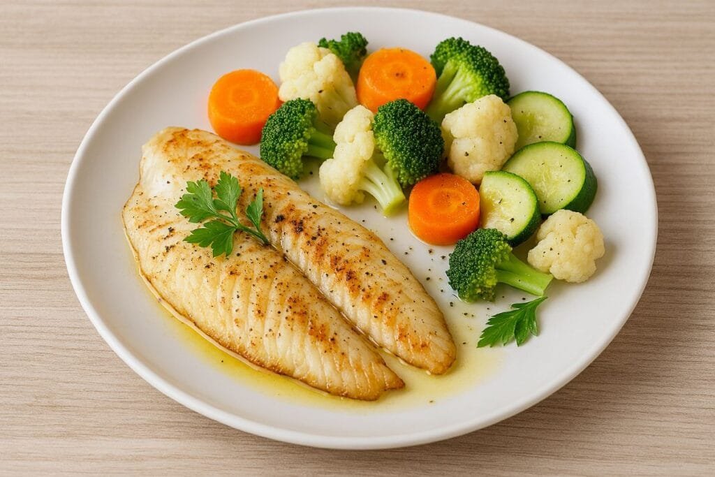 Filé de Peixe Grelhado com Legumes: Leve, Saudável e Saboroso